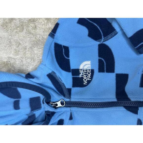The North Face Glacier sky blue/navy full zip fleece hoodie Size 6-12 Months - Picture 2 of 8